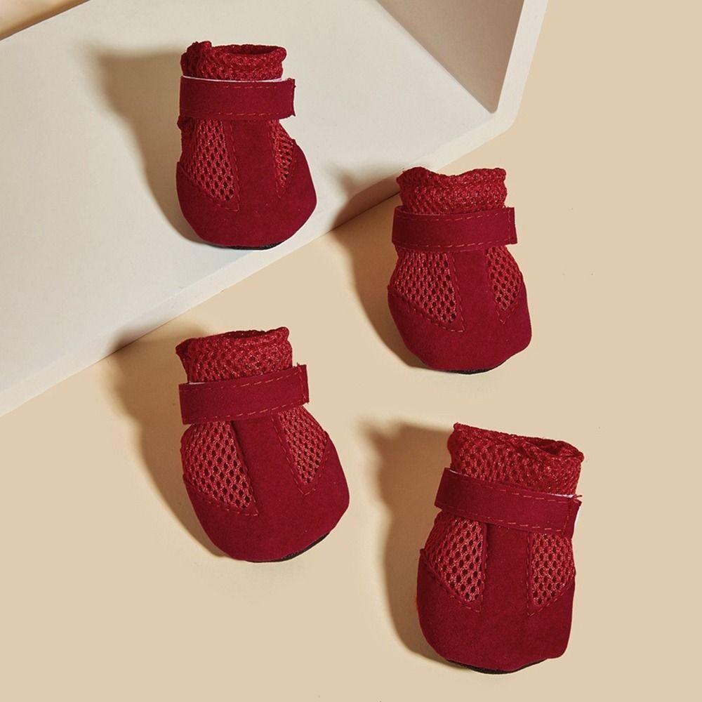 4pcs/set Comfortable Pet Rain Boots Anti-slip Protective Pet Dog Shoes Breathable Easy To Clean Dog Care Footmuffs