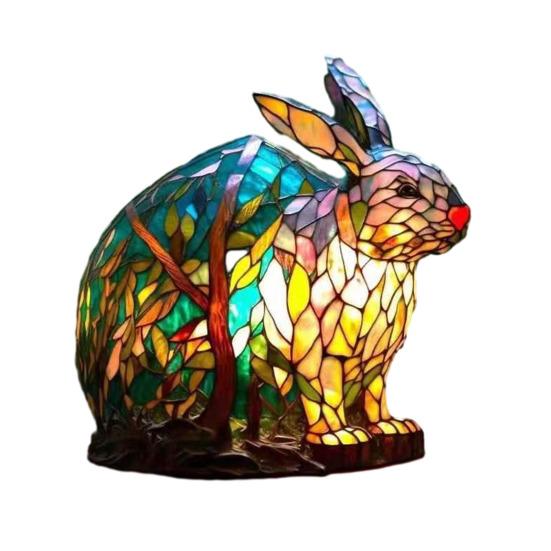 Retro Stained Resin Animal Table Lamp Vintage Style Animal Shaped Bedside Lamp Small Decorative Night Light for Bedroom Nursery Home Decoration