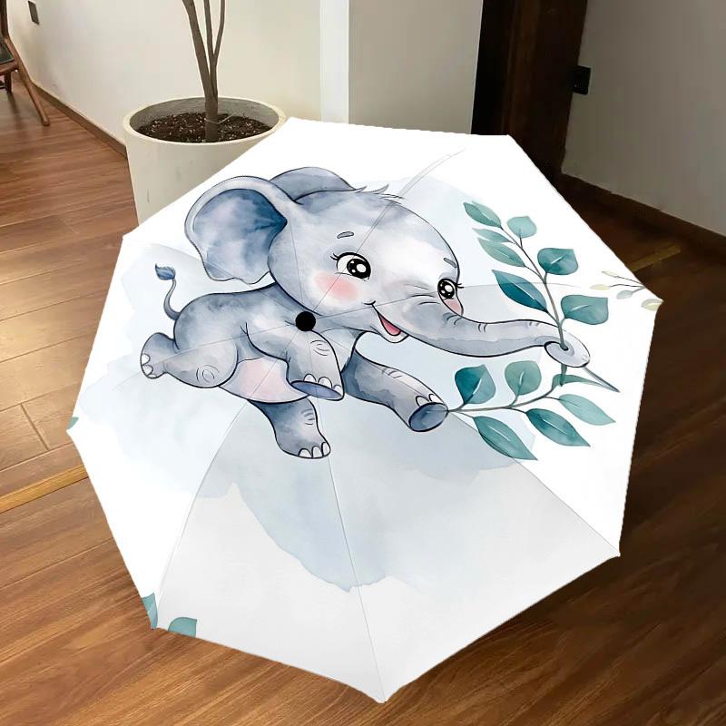 1PC Elephant Umbrella-8-Rib Reinforced, Automatic Open, Lightweight & Durable, Fashion Accessory for Outdoor, H0412