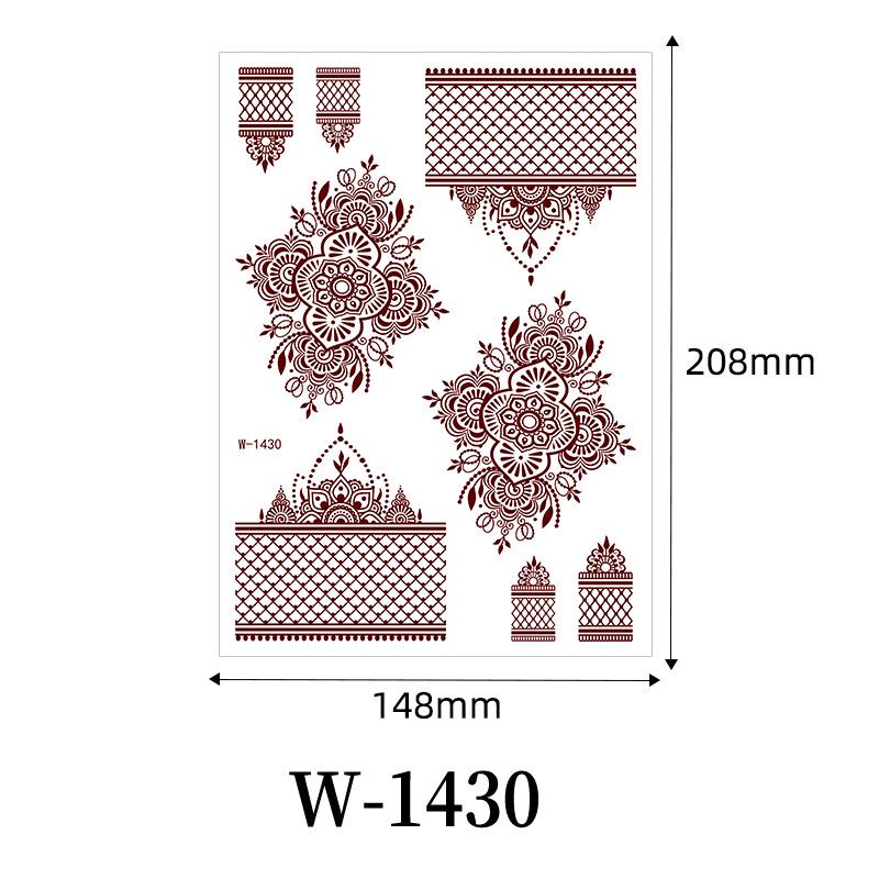 Zhengxiang 2025 Waterproof Brown Floral Lace Henna Tattoo Sticker
