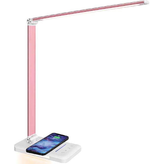LED Desk Lamp with Wireless Charger, USB Charging Port, Eye Care