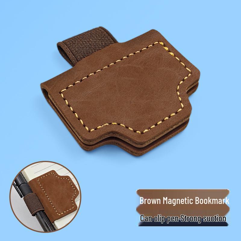 Crazy Horse Leather Double-Sided Magnetic Bookmark Clip