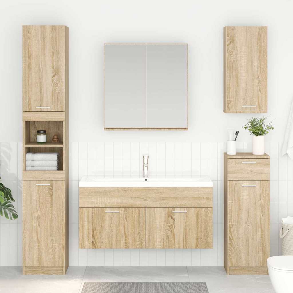 Washbasin Cabinet with Storage Sonoma Oak Wood Based Material