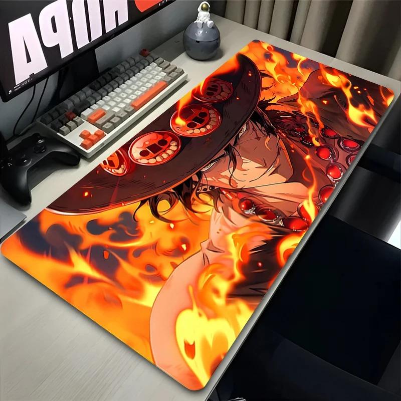 Japan Anime Flame Mouse Pad XXL PC Oone Ppiece Gamer Cabinet Keyboard Rug Laptop Pportgas D Aace Mousepad Desk Mat Boy Gift