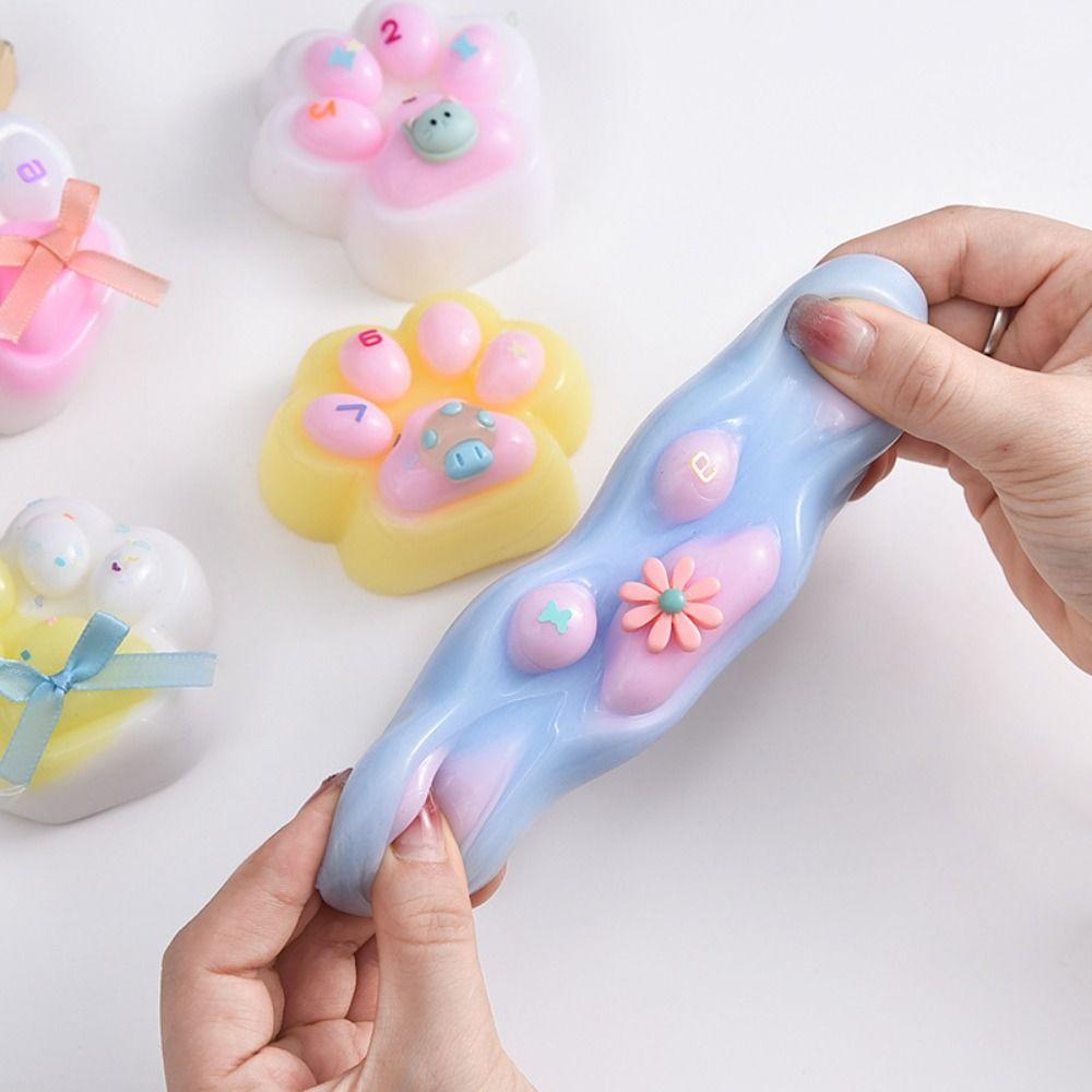 2pc/set Soft Cat Paw Squeeze Toy TPR Cat Paw Pinch Toy Sensory Toy Cartoon Fidget Toy  Children