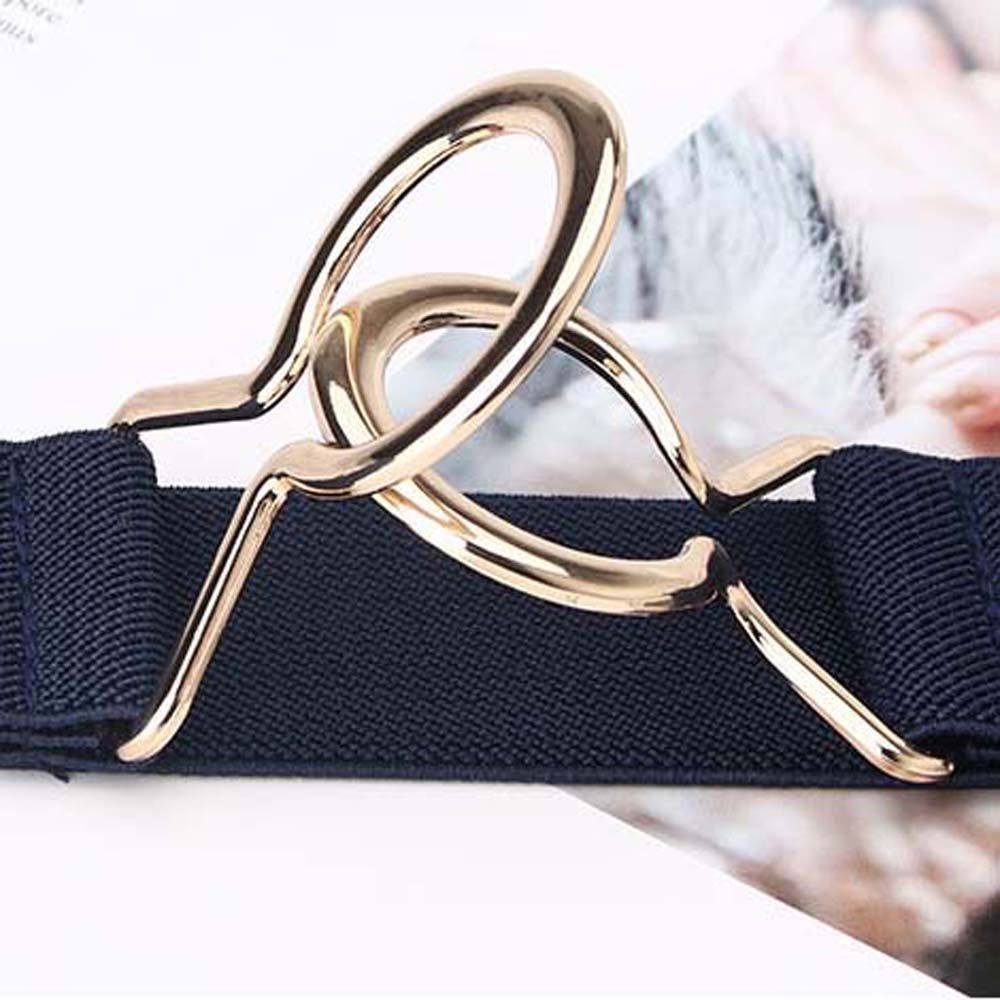 Decoration Geometric Women Waistband Gold Round Buckle Belt Female Waist Strap Elastic Waist Belt