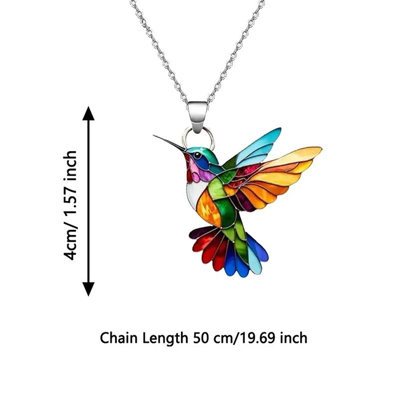 1PC Hummingbird Acrylic Colorful Bird Shape Fashion Necklace for Women Girls Neck Charms Spring Summer Jewelry  Party Gifts