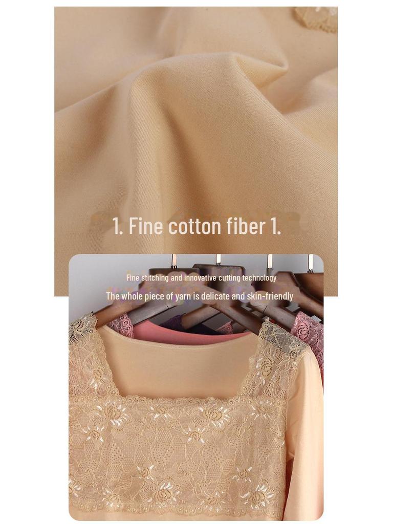 Women's Pure Cotton Lace Thermal Underwear Set - Autumn/Winter Long Sleeve & Bottoms