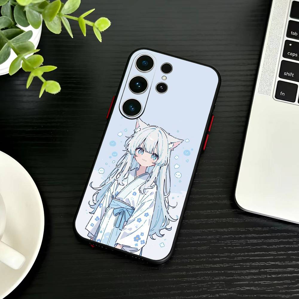 

Чехол для телефона в стиле каваи с лисой Kitsune для Samsung S26, S25, S24, S23, S22, S21, S20, Ultra, Plus, FE Черный Мягкий Чехол Samsung S25