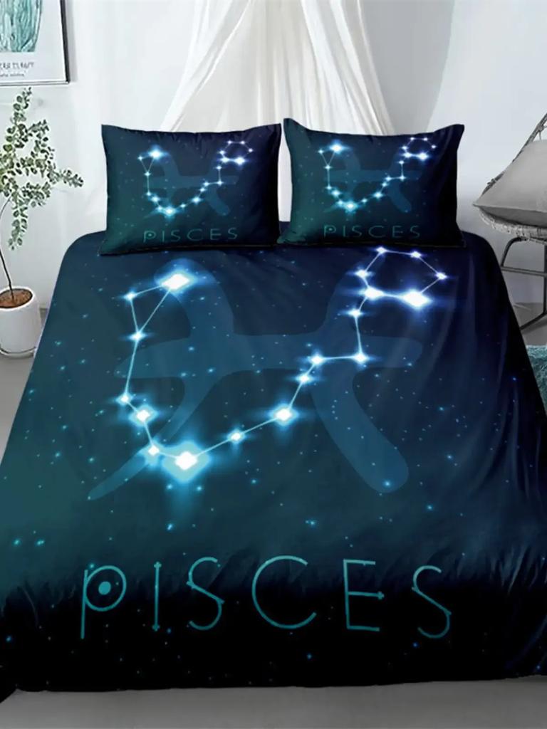 Comforter Constellation Psychedelic Galaxy Astrology Hippie Mystery Compass Blue For Bedroom Decoration Warm Soft