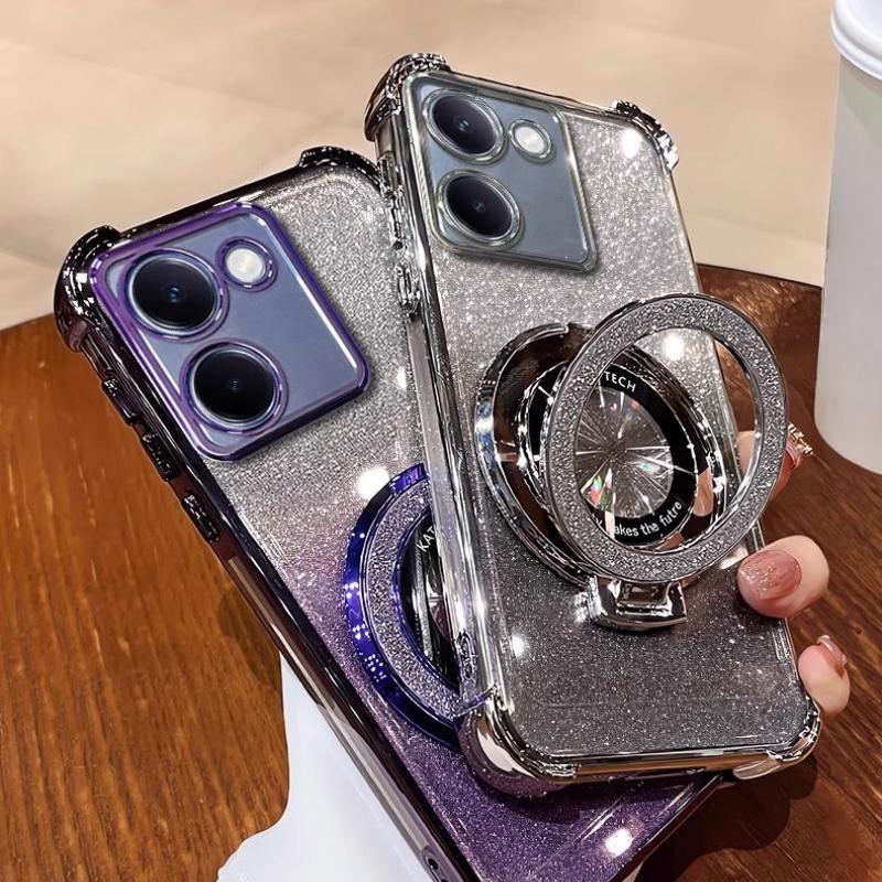 Luxury Glitter Bracket Case For Realme 14ProPlus 14Pro 13Pro 11 12 C30 C30S C31 C33 C35 C55 C61 C63 C53 Case For 13ProPlus Cover