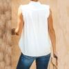Summer Women's Vest Sleeveless High Neck Button-frilly Loose Casual Top