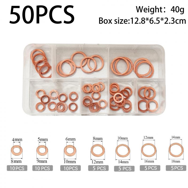 Copper Washer Marine Sealing Gasket Set, 50-400 Pcs, M5 Size