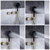 Brushed Gold Bathroom Shower Faucet Wall Mounted Grey Bathroom Shower Mixer Tap Brass Brass Bath Shower Faucet Hand shower Head