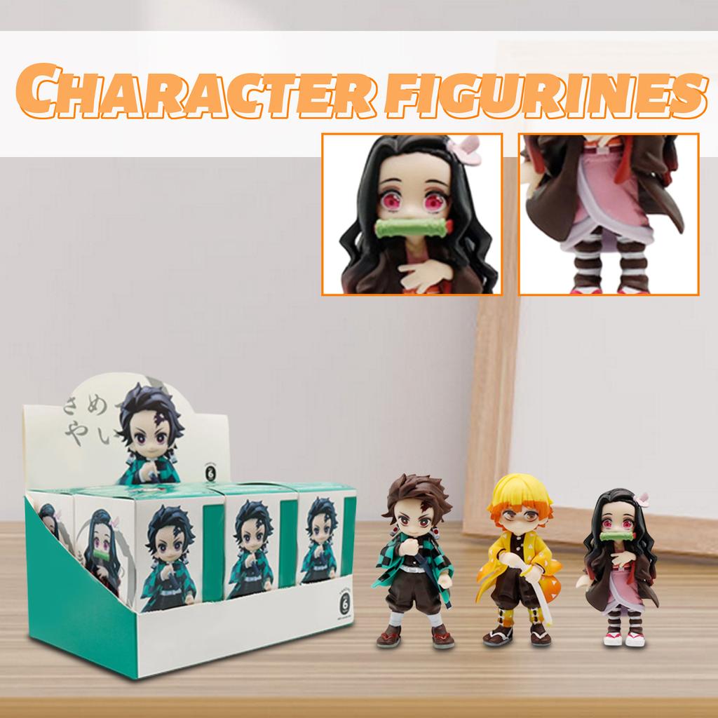Anime 6-Piece Collectible Chibi Figurine Set - Cute Character Statues (3.8-8.4cm Height) With , Desktop Decor Ornaments,, Ideal Birthday/Holiday Gi