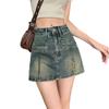 Denim Half Length Pants Skirt Women's Summer Shorts Large A-line Short Skirt High Waist Short Skirt