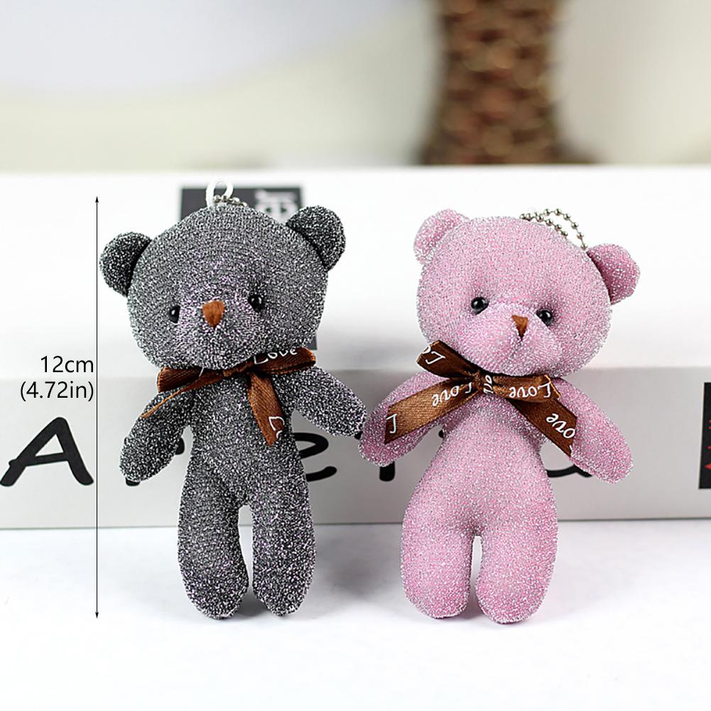12CM Teddy Bear Plush Toy with Ribbon Bow Siamese Bears Toys Key Chain Pendant Gifts for Children Kids Toy Wedding Gifts