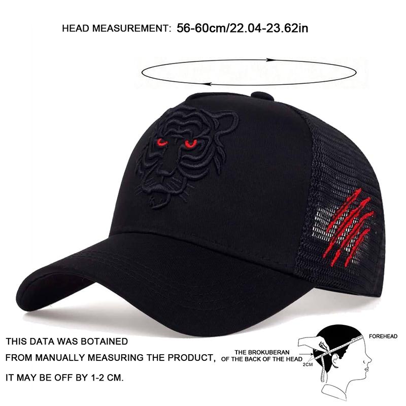 Unisex Tiger Head Embroidery Baseball Net Caps Spring and Autumn Outdoor Adjustable Casual Hats Sunscreen Hat Sports Golf Cap