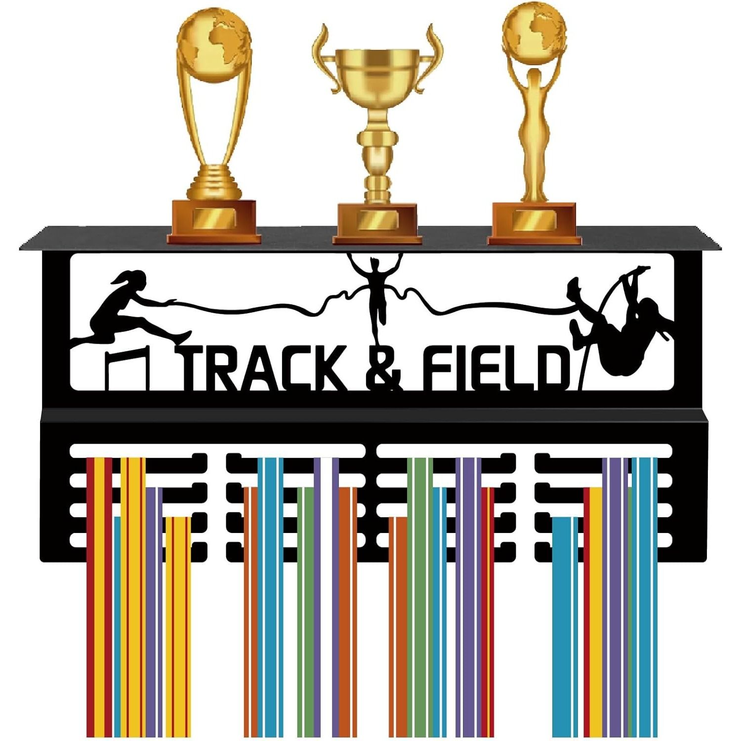 

Sports Award Stand Metal Wall Mount 4 Rows 70+ Medals Trophy Shelf 40x20cm