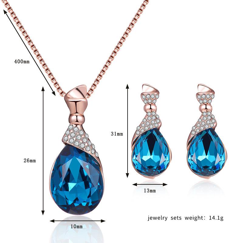 Rhinestone-Embellished Alloy Necklace & Earrings Wedding Set