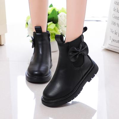 Mädchenstiefel Herbst und Winter Neue Kinder-Einzelstiefel Mittlere und ältere Kinder-koreanische Version Mittlere Stiefel Britische Lederstiefel