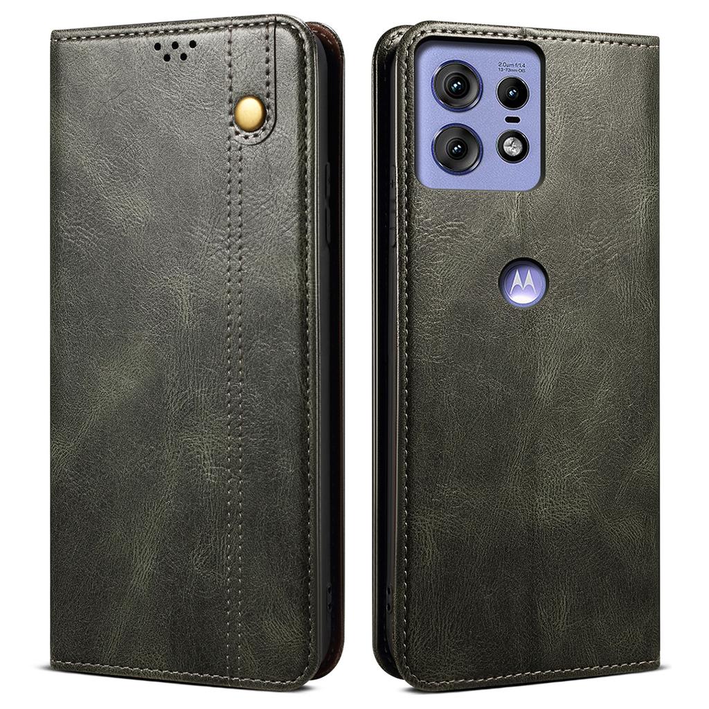 For Motorola Edge 50 Pro 5G Case Waxy Crazy Horse Leather Wallet Phone Cover
