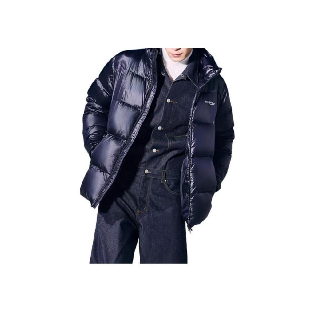 Saucony Urban Commuting Series Stand Collar Zipper Solid Color Logo Design Long Sleeve Down Jacket Men Outerwear Bright-Black SC2220002C-MT03