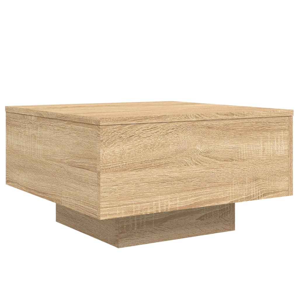  LED Coffee Table, Sonoma Oak, 55x55x31 Cm