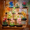Bouquet de Fleurs Éternelles Bonsaï Plante en Pot Modèle Micro Blocs de Construction Décoration de Maison Jouets Puzzle Cadeaux d'Anniversaire Noël pour Enfants