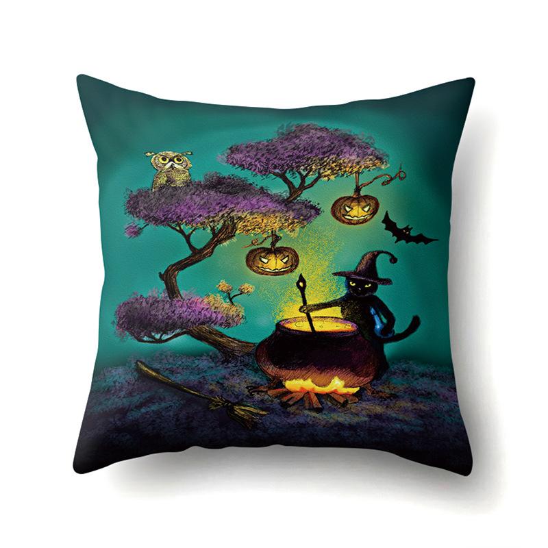 Halloween Polyester Pillow Case Car Waist Pillow Pumpkin Sofa Cushion Cover Office Living Room Pillow Case