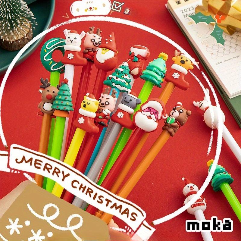 20pcs Christmas Gift Christmas Pen Hat Cubs Christmas Neutral 0.5 Black Student Neutral Pen Stationery