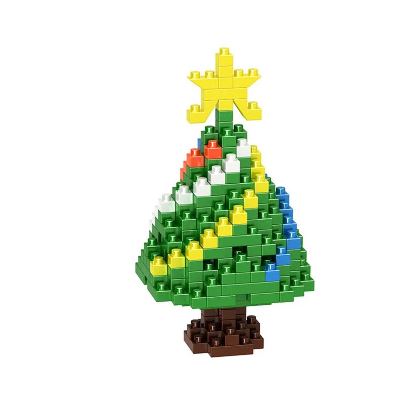 Merry Christmas Micro Building Blocks Santa Claus Elk Snowman Christmas Tree Assembled Mini Bricks Figure Toy For Kid Gifts