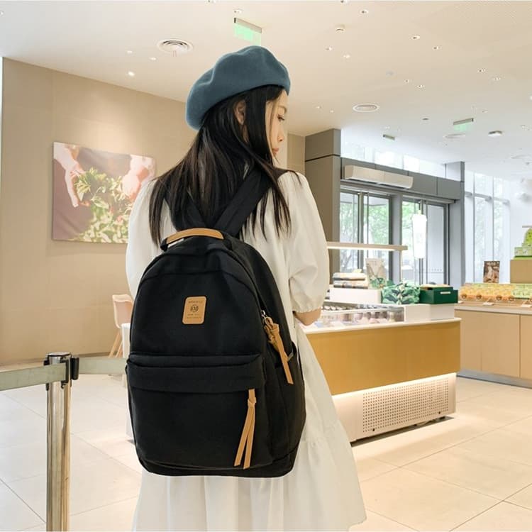 New Simple Solid Color Backpack Student Backpack