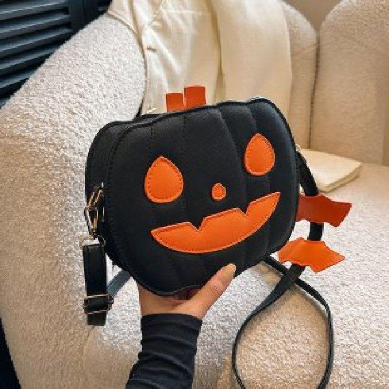 

Funny Halloween Lady Expression Pumpkin Bag Single Shoulder Handbags Crossbody Black Laugh