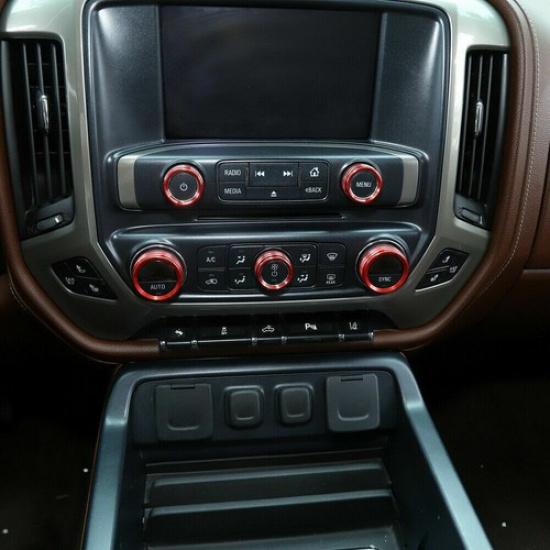 8x Center Console Switch Knob Decor Cover Bezels Trim for Chevy Silverado 14-18