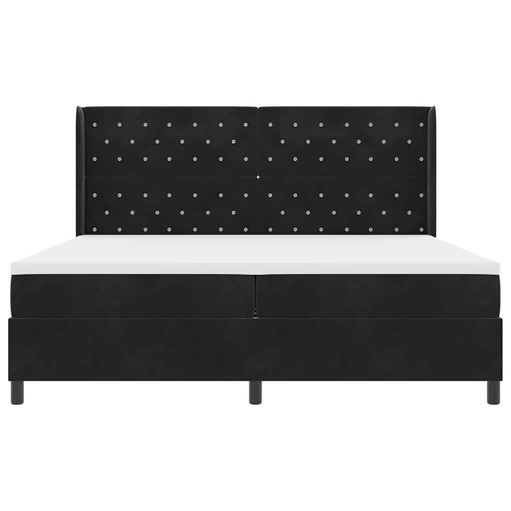 Box Spring Bed with Mattress Black 200 X 200 Cm Velvet