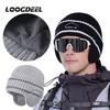 Loogdeel Female Windproof And Velvet Outdoor Padded Warm Wool Cap Men Cap Unisex Winter Knitted Ear Protection Cap