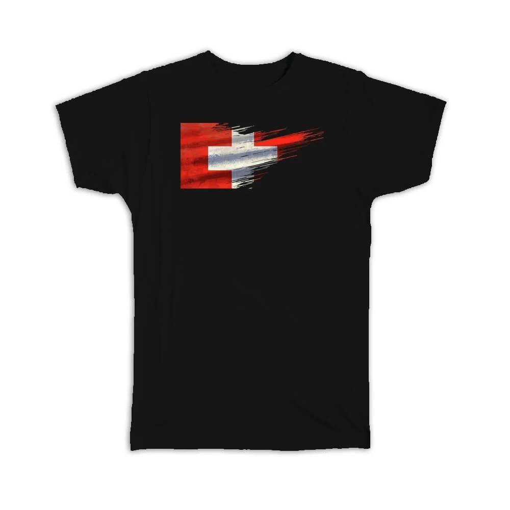 Gift T-Shirt : Switzerland Flag Swiss Travel Expat Country Artistic 4XL