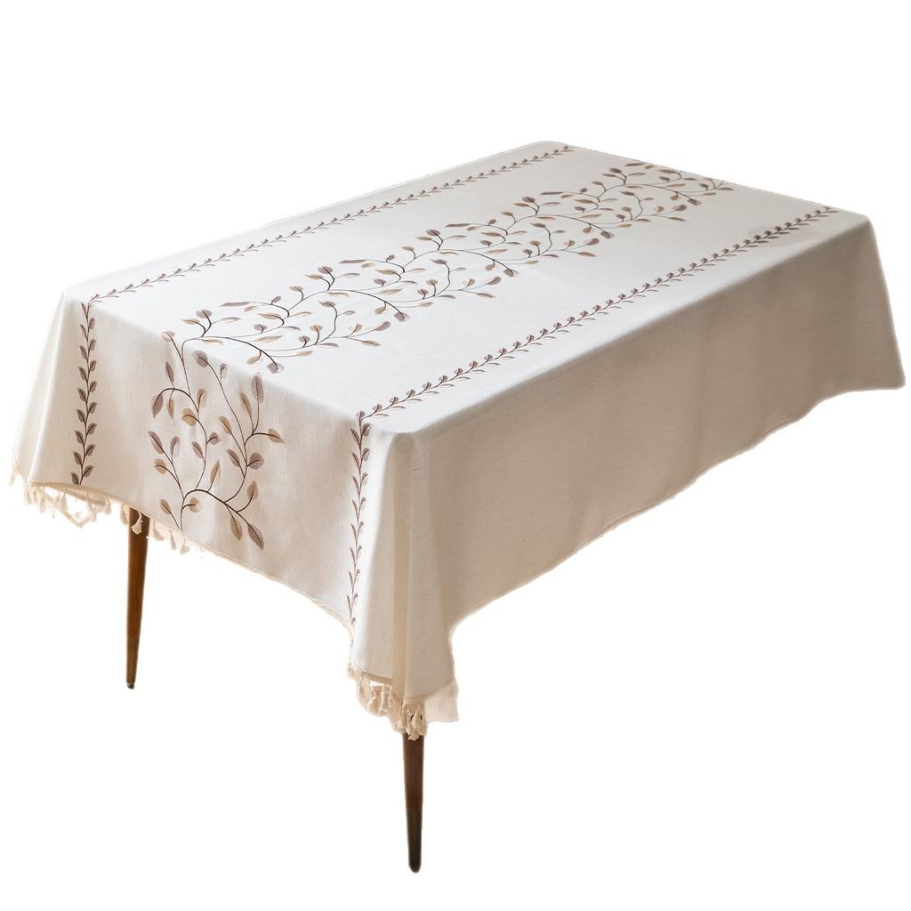Small Fresh Fabric Tablecloth Simple Modern High-Grade Embroidery Rectangular Dining Table Cloth Coffee Table Cloth Cover Towel