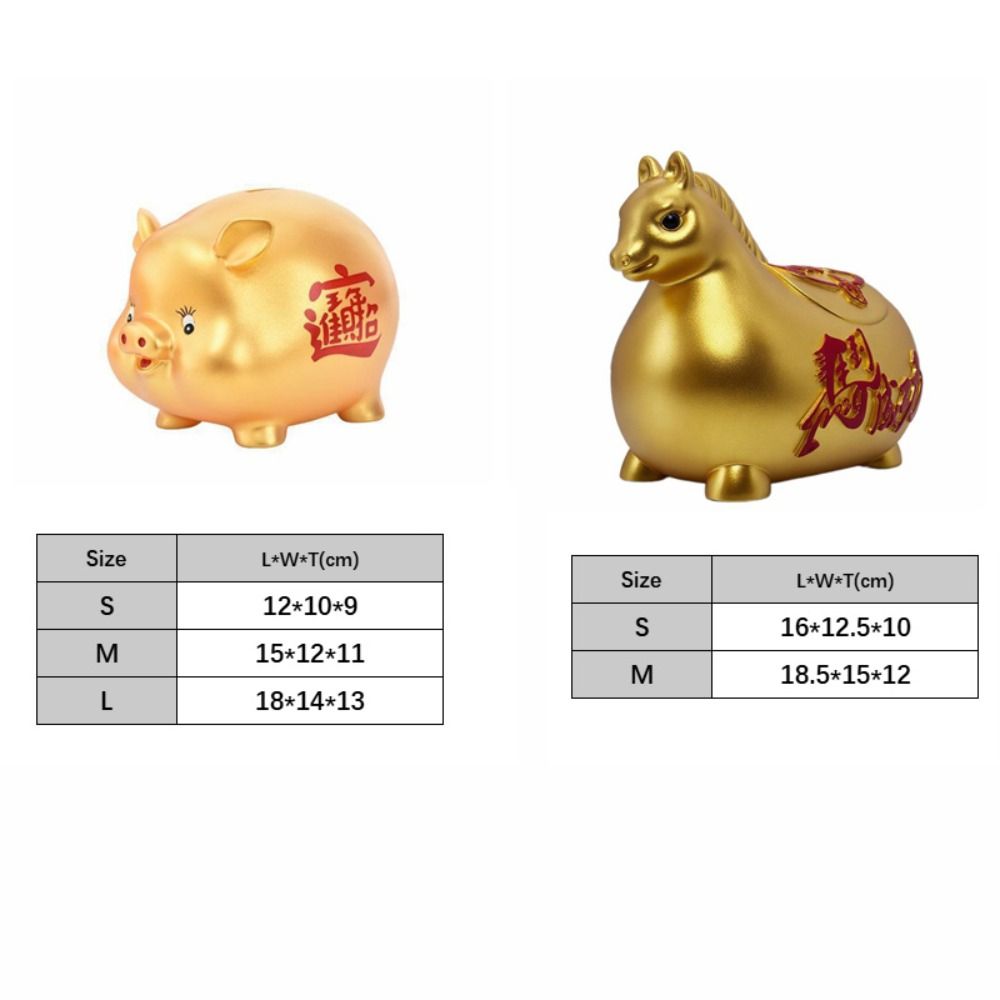 Zodiac Horse Cartoon Piggy Bank Gold Red Coin Saving Box Practical Pig Coin Jar Festive Occasions