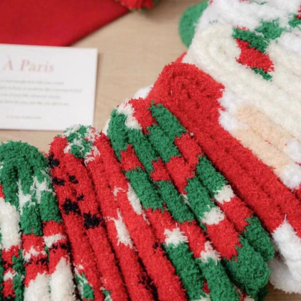Warm Christmas Velvet Socks Winter Carpet Socks Xmas Gifts Fluffy Floor Socks  Women