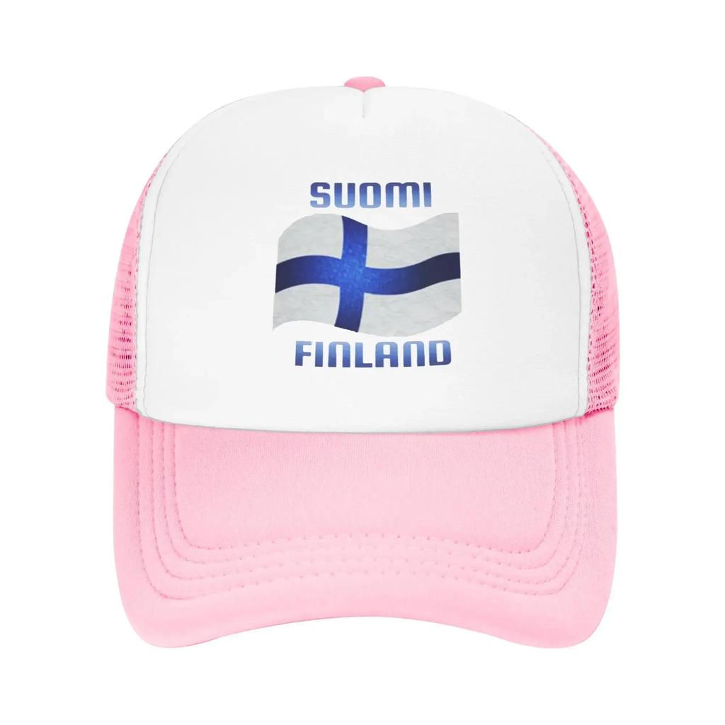 Suomi Flag of Finland Blue Cross Summer Mesh Baseball Caps Women Men  Unisex Female Beach Sunscreen Hats Hip Hop Trucker Cap