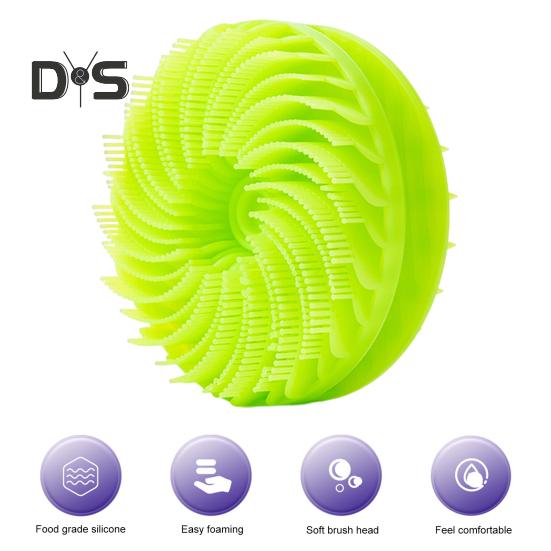 Silicone Shower Brush Scalp Massager Double-Sided Body Scrubber with Handle Hygienic 2-in-1 Body Scrub Bath Brush