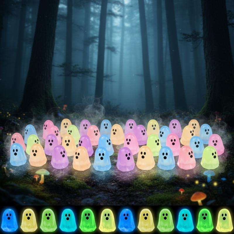 84Pcs Hallowmas Ghosty Figurines Resins Ghosty Statues Light in the Darks Ghosty Ornament Indoor Porch Hallowmas Decors