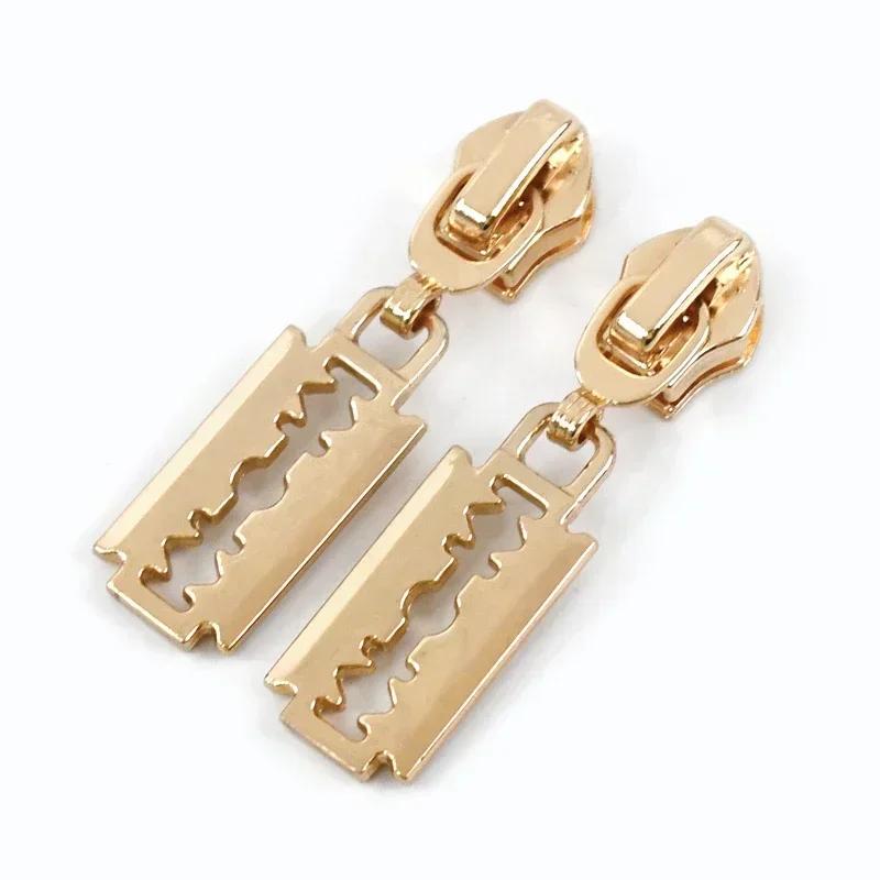 5/10Pcs Meetee 5# Zipper Sliders for Metal Nylon Resin Zips Clothes Bag Zippers Pull Head Repair Kit Garment Sewing Accessories
