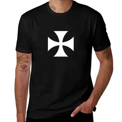 T-shirt z krzyżem maltańskim koszulki dla mężczyzny bawełniana śmieszna bawełniana koszulka 100% T-Shirt