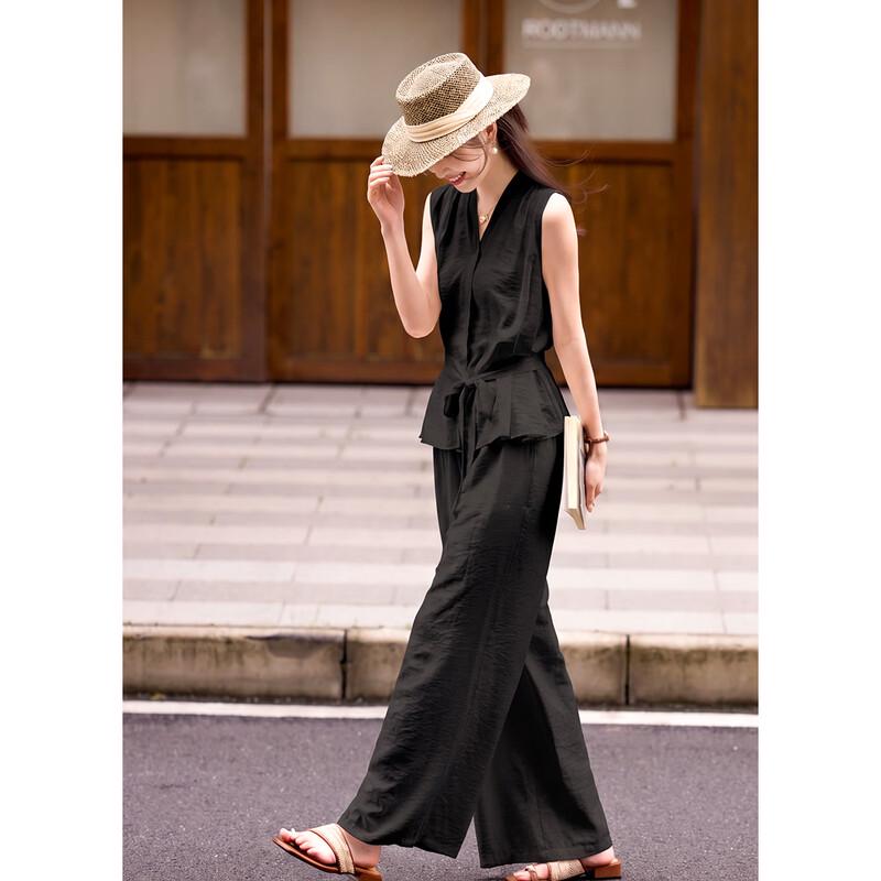 TERRE BLEUE Women's Sleeveless Top & Wide-Leg Pants Set