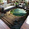3D Cliff Illusion Rug Outdoor Adventure Themed Carpet for Balcony Unique Landscape Design Anti Slip Carpet Can Be Machine Washed