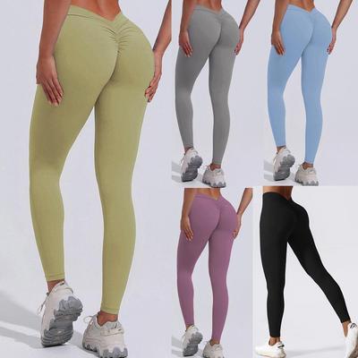 V-Shaped High-Elastic Hip-Lifting Pleated Yoga Pants - Popular In Europe & America for Training, Running & Fitness