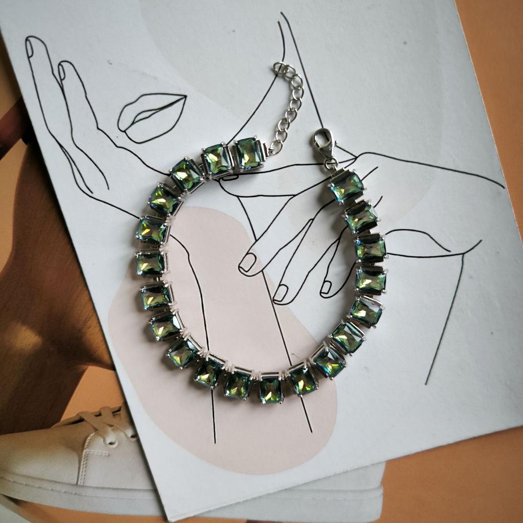 Серебряный браслет с мистик топазом, вес изделия 15,49 гр (2190783)